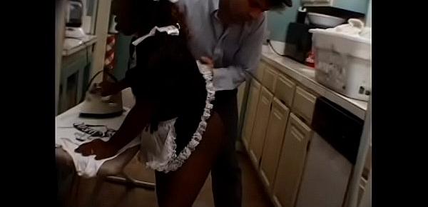  Hotel room fuck for white couple and midget maid